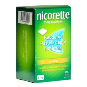 NICORETTE Freshfruit 2 mg 105 pièces pastille dépôt à mâcher /2mg 105 stück Kaudepot